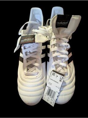 NWOB Adidas Copa Mundial Soccer Cleats 12 White/Black Leather Made In Germany Cl